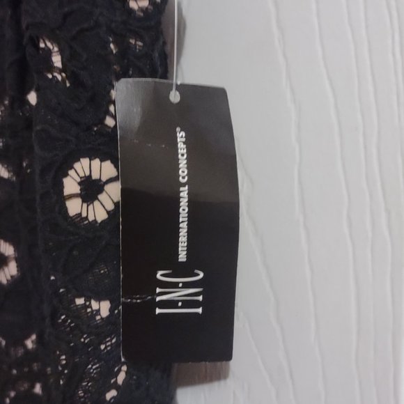 Inc. International Concepts Black Nude Lace Fit Flared Dress - Picture 4 of 12